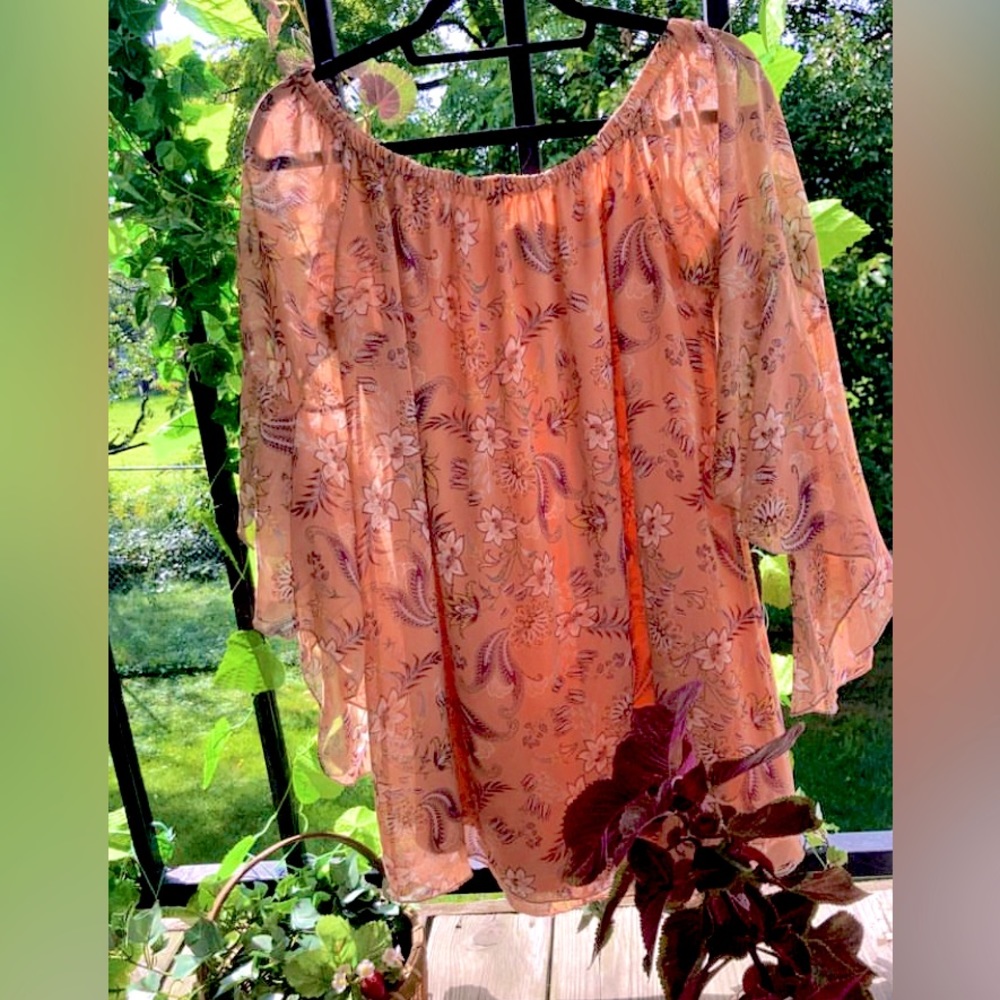 boho bell sleeve hippie dress/tunic pink paisley print